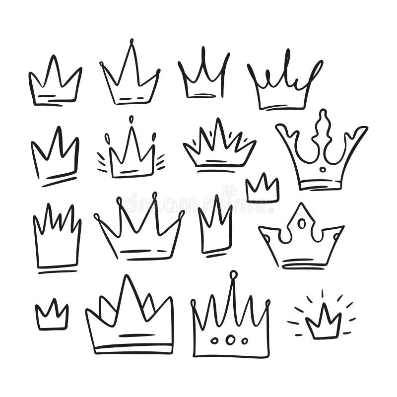 King and queen crown doodles Royalty Free Vector Image