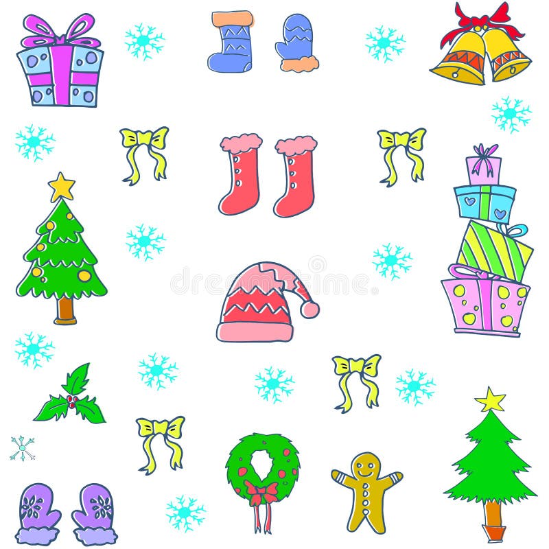 Doodle of Cute Christmas Color Vector Stock Vector Illustration of