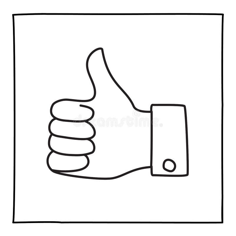 Doodle Daumen Hoch Symbol Oder Logo Hand Mit Dünner Linie Gezeichnet