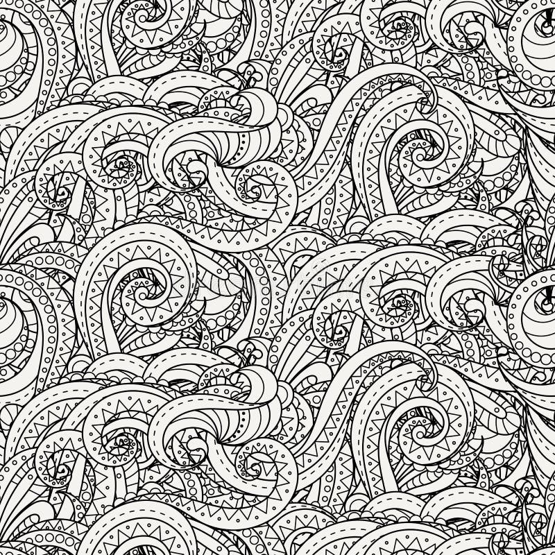 Doodle Decorative Ornamental Curly Vector Seamless Pattern Stock Vector ...
