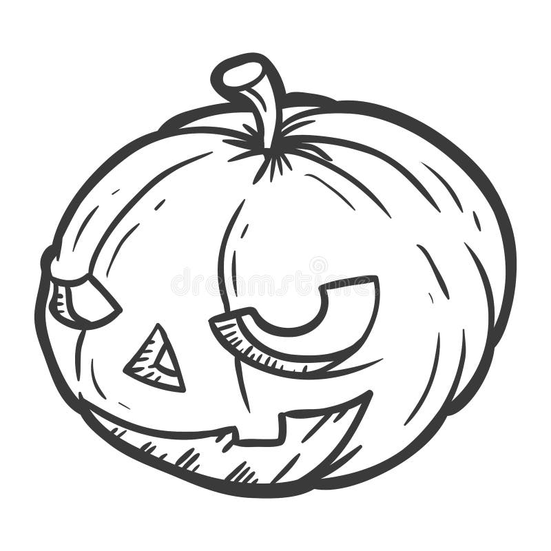 Doodle draw jack o lantern stock vector. Illustration of draw 260967789