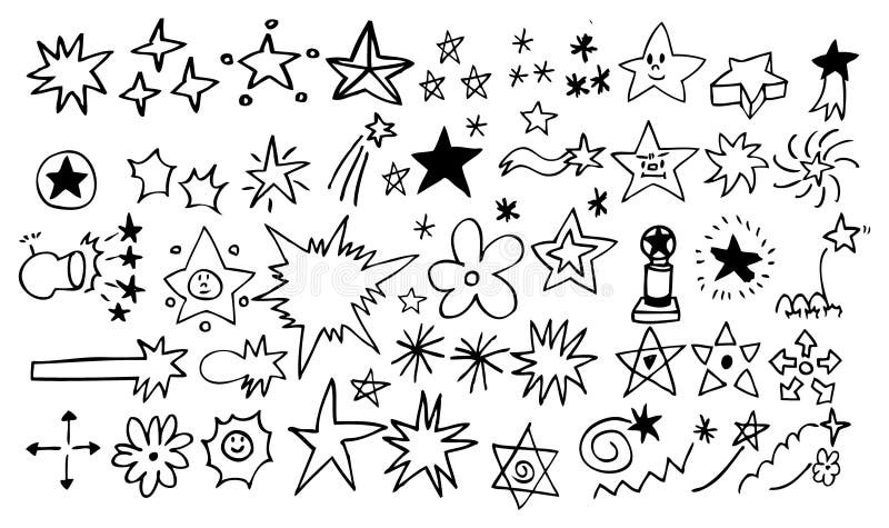 Doodle star element set, illustrator. Doodle star element set, illustrator