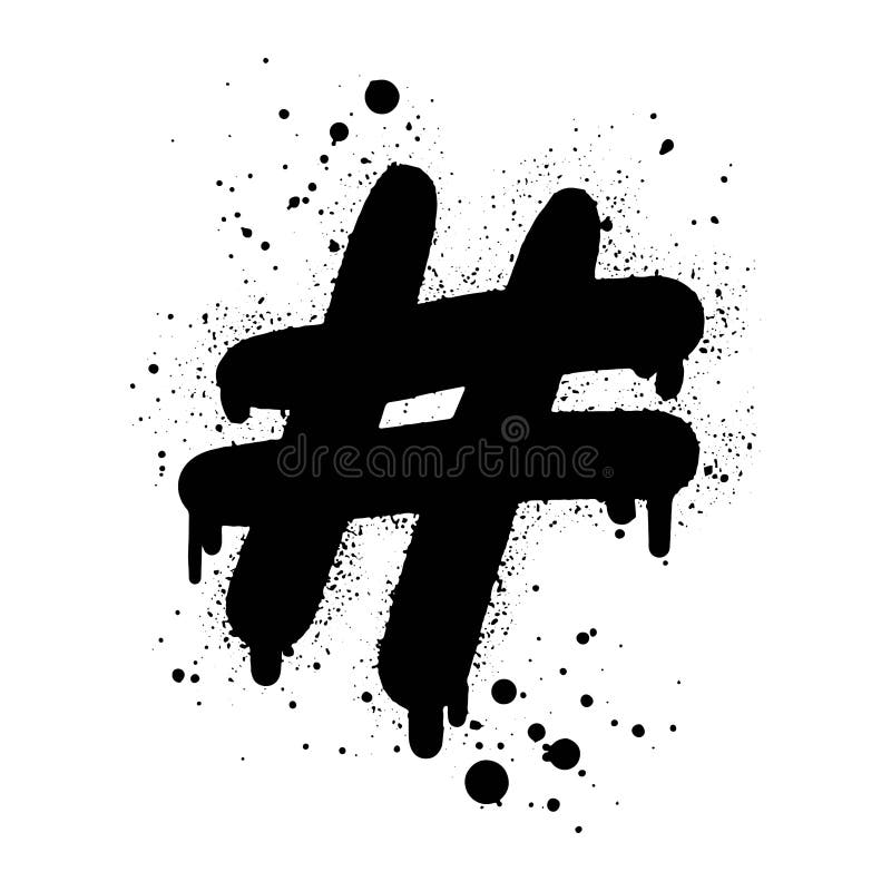 Doodle Element Hashtag Icon. Spray Painted Graffiti Hash Tag Symbol in Black Over White Stock