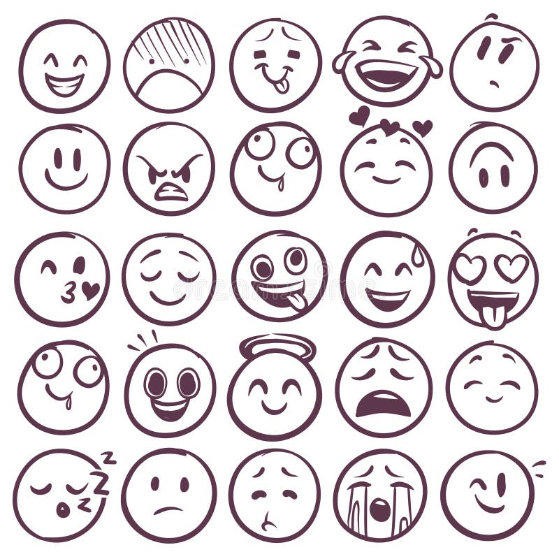 Premium Vector  Hand drawn positive emojis smile sketch