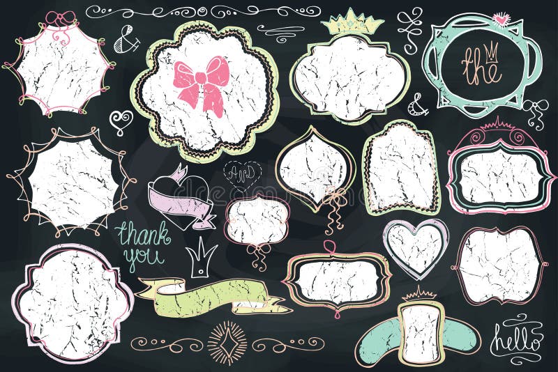 Doodle etykietki, odznaki, rama, wystroju element Miłość set ilustracja wektor Doodle etykietki, odznaki, rama, wystroju element Miłość set ilustracja wektor
