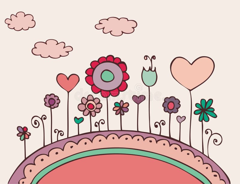 Doodle floral encantador ilustração stock Doodle floral encantador ilustração stock