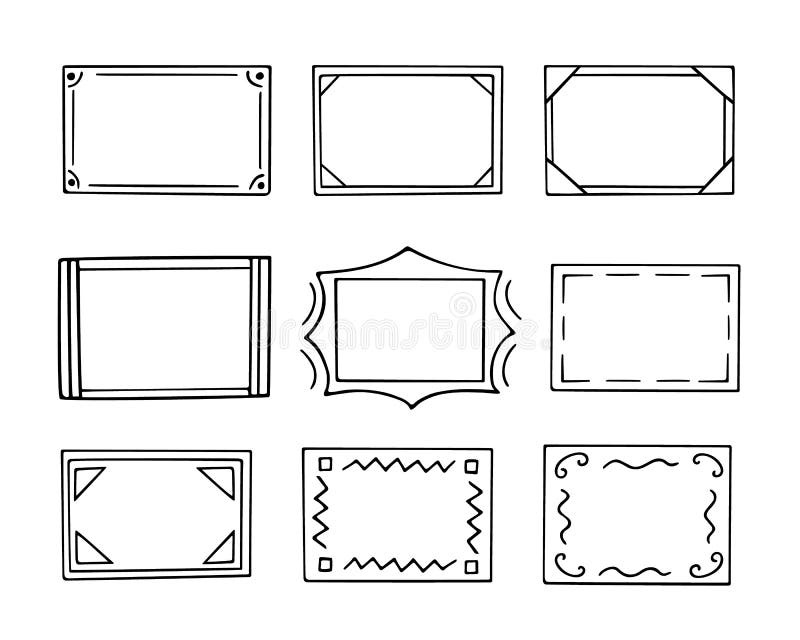 Doodle Frames Set, Hand-drawn Monograms.Edgings and Cadres with Simple ...
