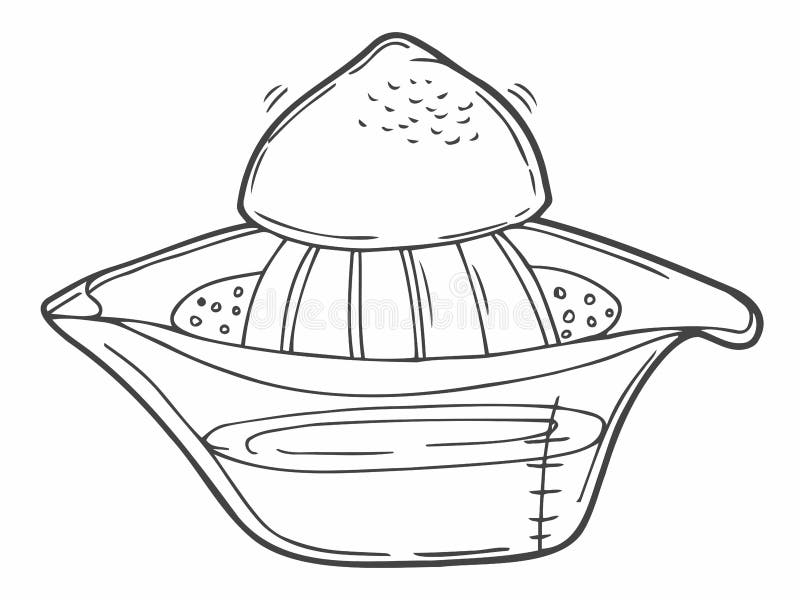 Doodle Half a Lemon and a Squeezer (plastic Citrus Juicer Stock Vector