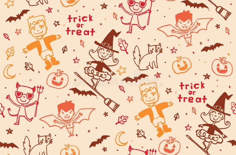 Doodle Halloween Character Vector Pattern vector illustration Doodle Halloween Character Vector Pattern vector illustration