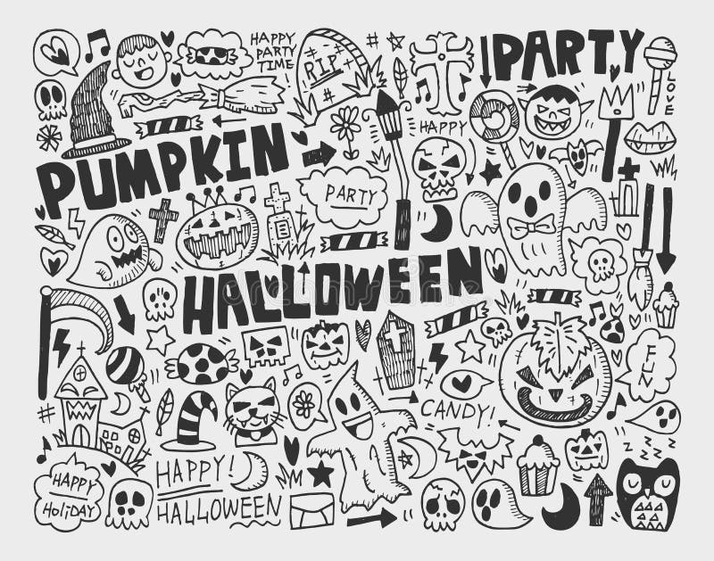 Doodle halloween holiday background vector illustration
