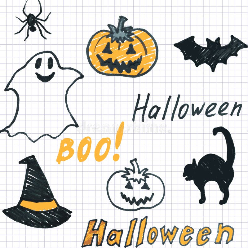 Doodle halloween seamless background vector illustration