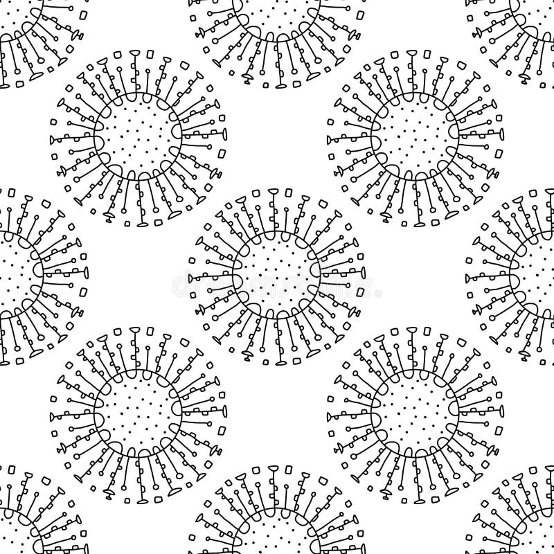 Doodle hand drawn dandelion flowers. monochrome. Vector seamless minimalistic pattern. Infinite pattern for Wallpaper, fill patterns, web page background, textures. Drawn, botany