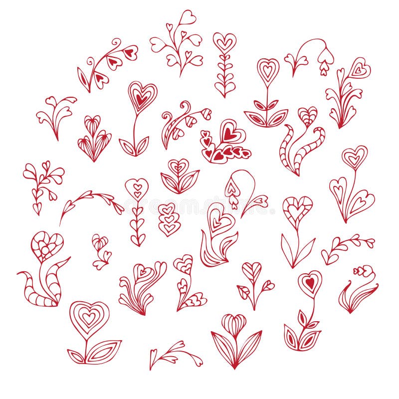 Download Doodle Hand Drawn Heart Flowers Stock Illustration ...