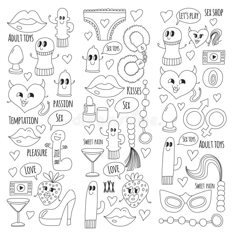 800px x 800px - Doodle Humorous Vector Sextoys for Sex Shop, Internet Shop Dildo, Sex.  Love, Passion, Temptation, Video, Porn, Humorous Stock Vector -  Illustration of cocktail, berry: 90612076