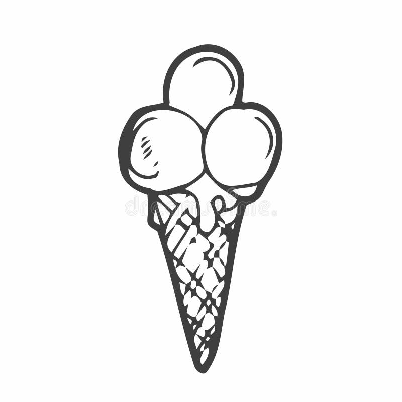 Doodle Icecream Cone Sketch. Isolated Vector Stock Vector Illustration of sketch, food 244848455