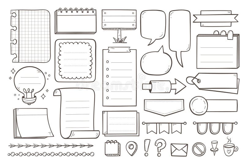 Doodle Items for Planners and Diaries. Set 4 of 4 vector illustration