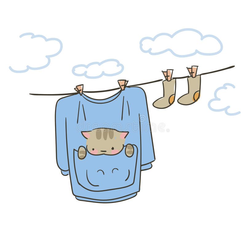 Doodle kota śliczny mały wektor wieszający odziewa ilustracja wektor Doodle kota śliczny mały wektor wieszający odziewa ilustracja wektor