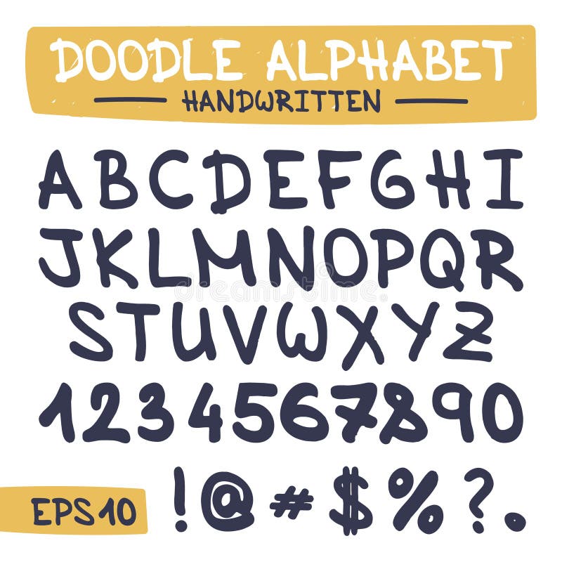 Doodle Letters Set - Hand Written Alphabet. royalty free illustration
