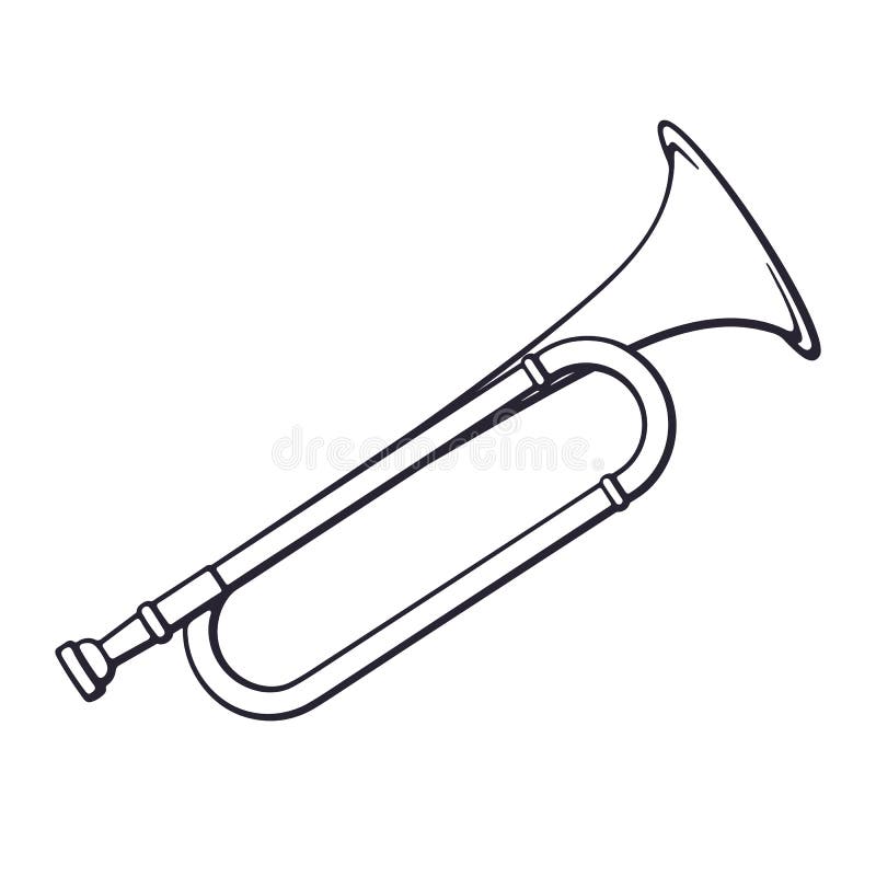 Doodle muzyka klasyczna wiatrowego instrumentu róg ilustracji Doodle muzyka klasyczna wiatrowego instrumentu róg ilustracji
