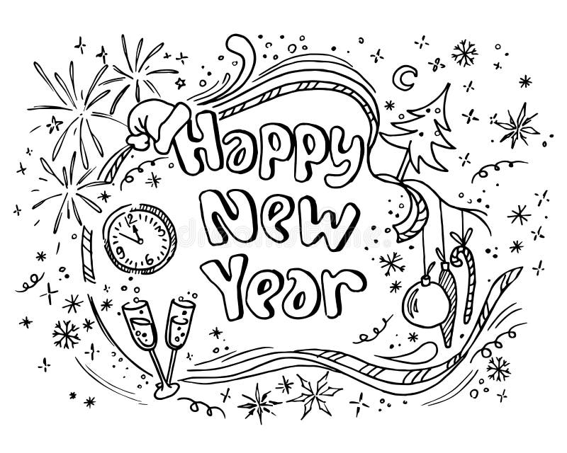 Doodle new year stock vector. Illustration of celebrate - 44320493