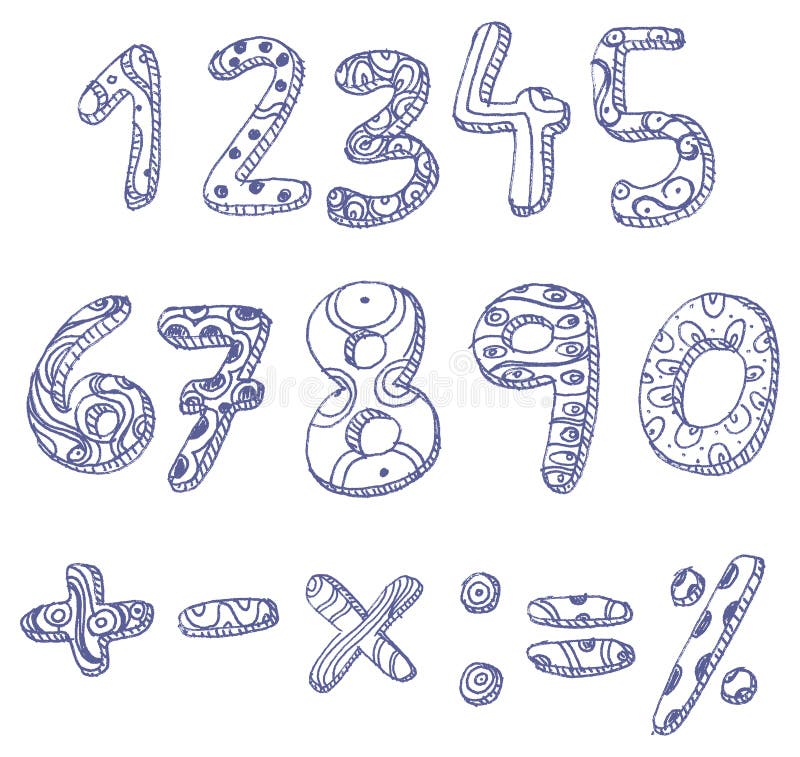 Doodle numbers and math signs