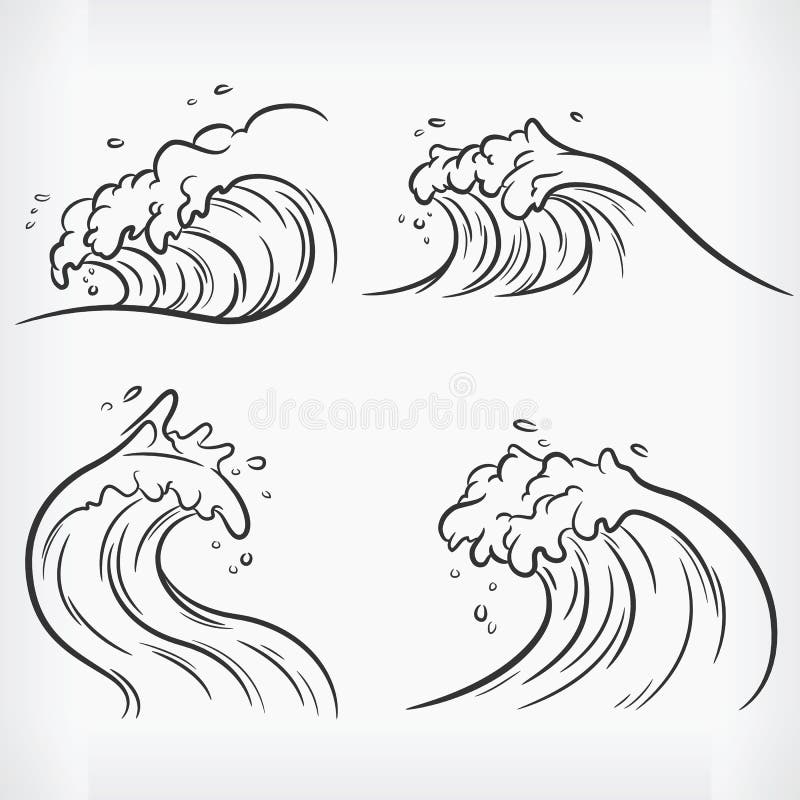 Asian water waves drawing.