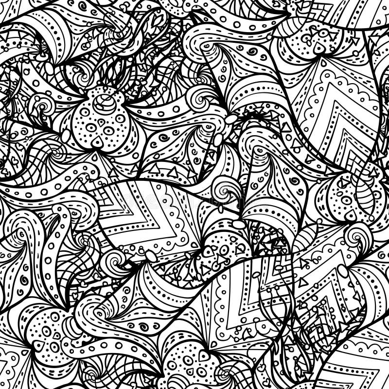 Doodle Outline Seamless Pattern Stock Vector - Illustration of graphic ...