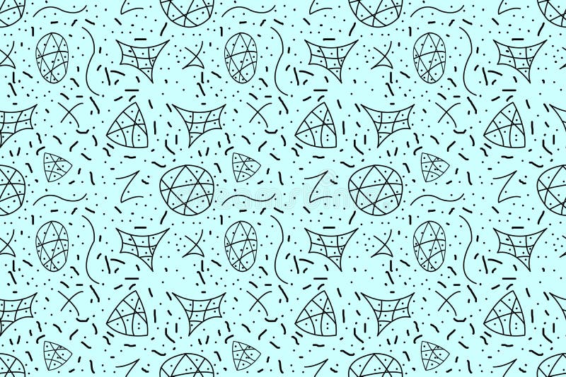 Doodle Pattern,black Doodle Abstract Seamless Pattern on Light Blue ...