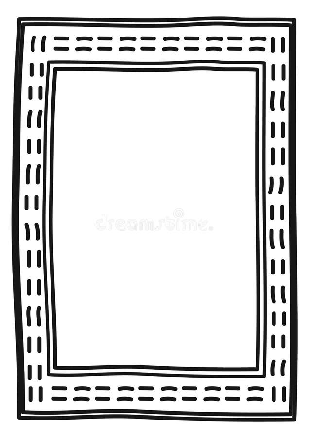 Doodle pattern border. Rectangle empty picture frame