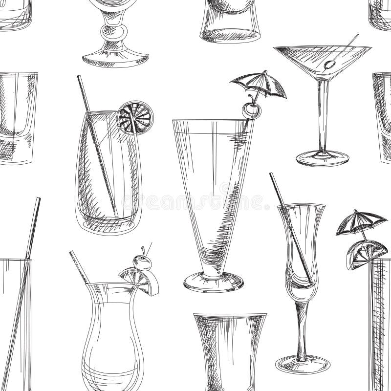 Doodle pattern cocktails. Excellent vector illustration, EPS 10 stock illustration Doodle pattern cocktails. Excellent vector illustration, EPS 10 stock illustration