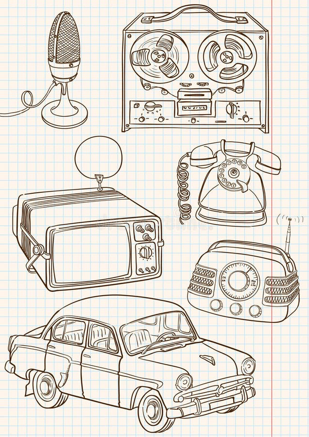 Doodle retro set