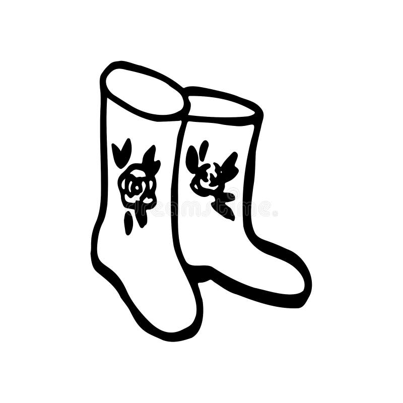 Doodle rubber boots stock vector. Illustration of clothing 250533539