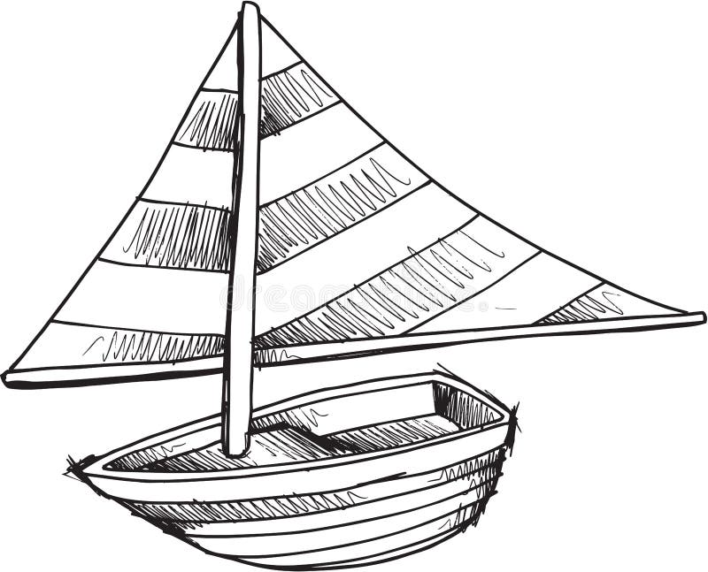 Doodle Sail Boat Vector