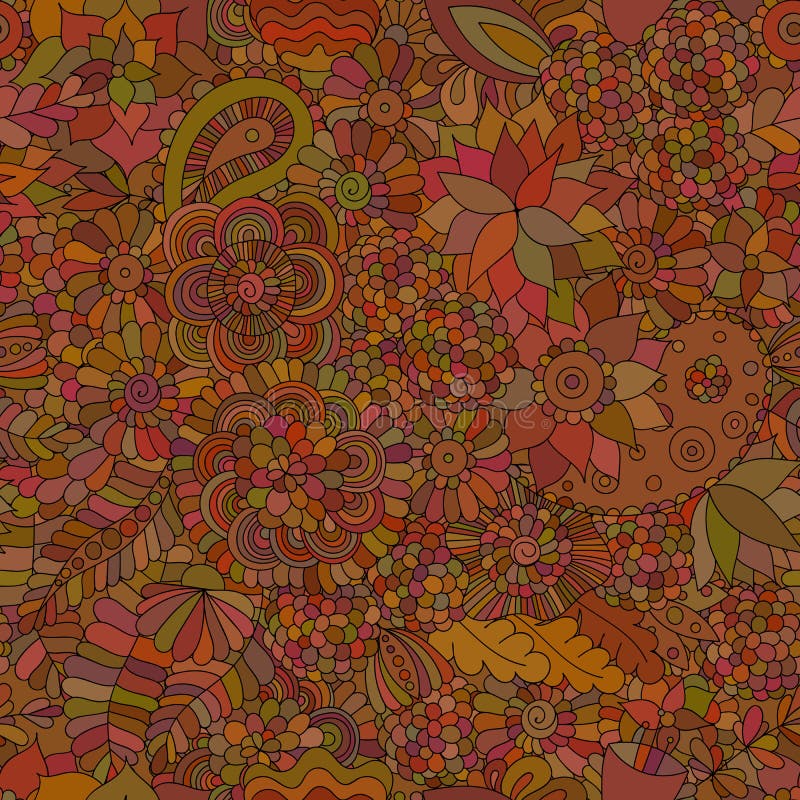 Doodle seamless background oriental brown