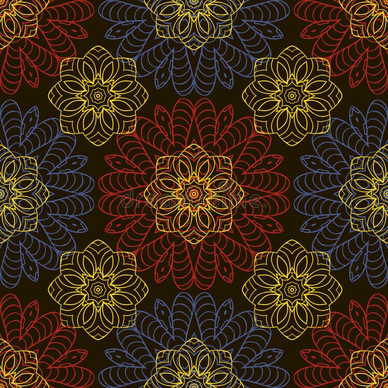 Doodle seamless image. Mandala, circular patterns royalty free illustration