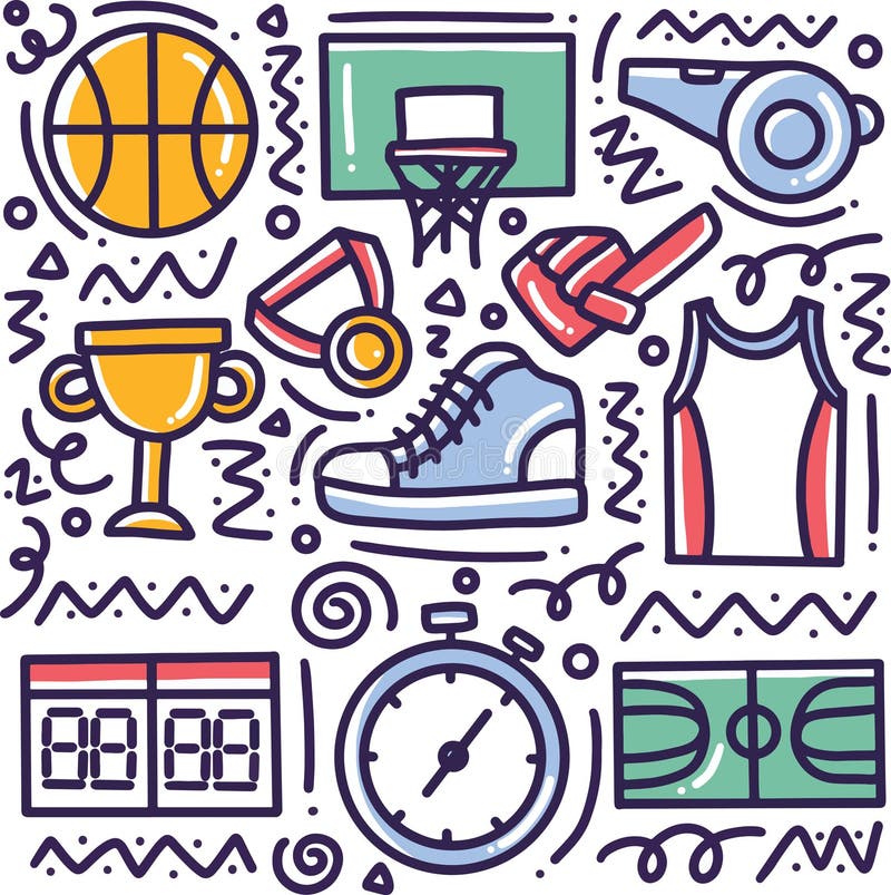 Doodle Set of Sports Hand Drawing Stock Vector Illustration of drawn