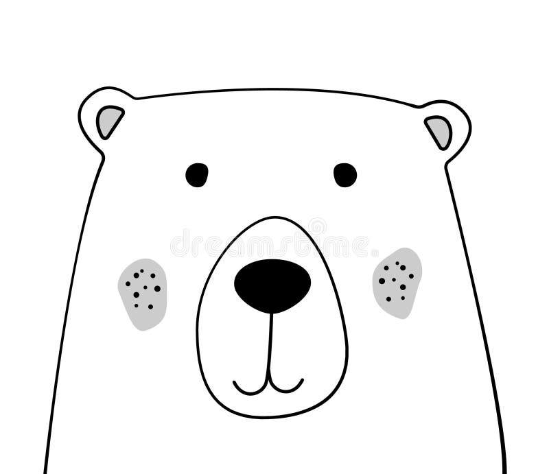 Doodle sketch bear illustration. Cartoon Teddy bear. Wild animal. Postcard, poster, card, napkin design. Hand drawing. For print