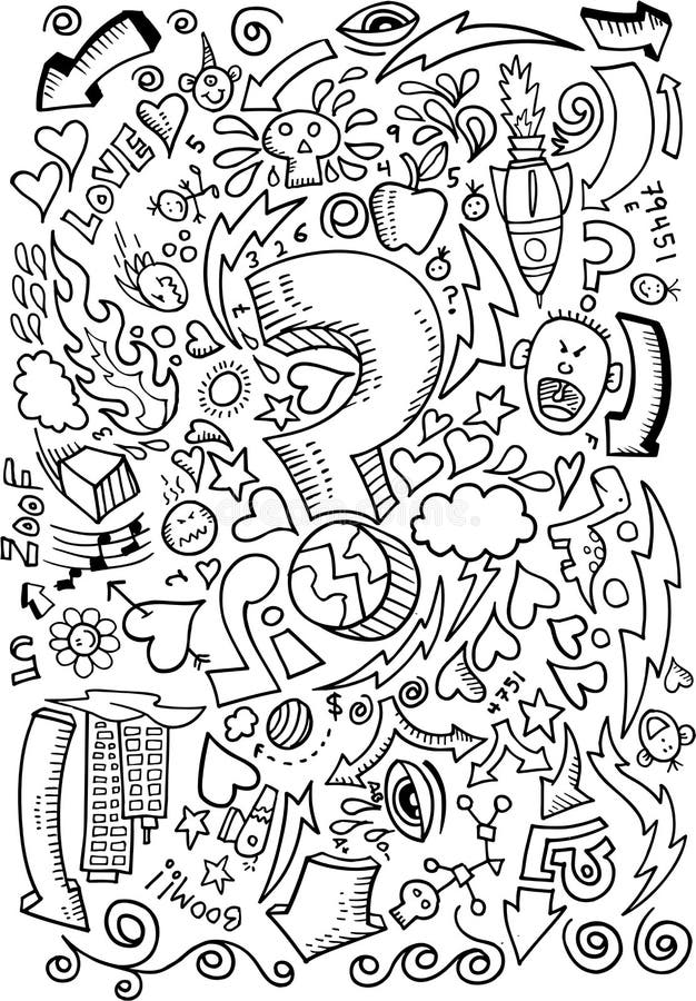 Doodle Sketch Drawing Vector Stock Vector - Illustration of cube, heart ...