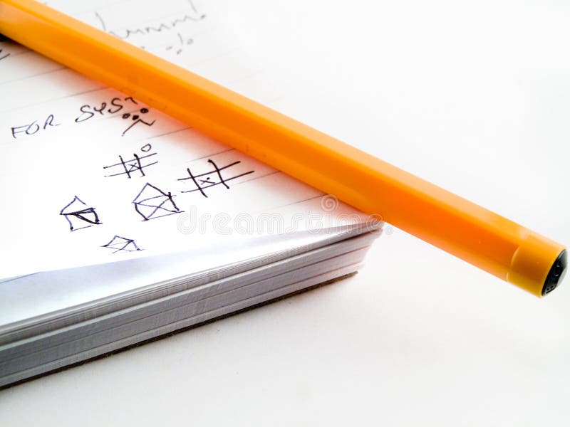 Doodle Sketch Lined Work Business Notepad and Pen royalty free stock images