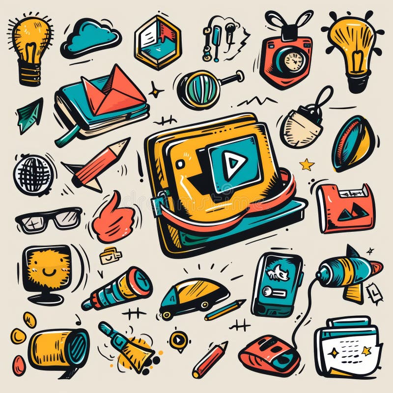 Doodle skizzierte abstrakte Elemente Pinselstriche der zeitgenössischen Kunst Gesichter verschleiert isoliert stockfotografie