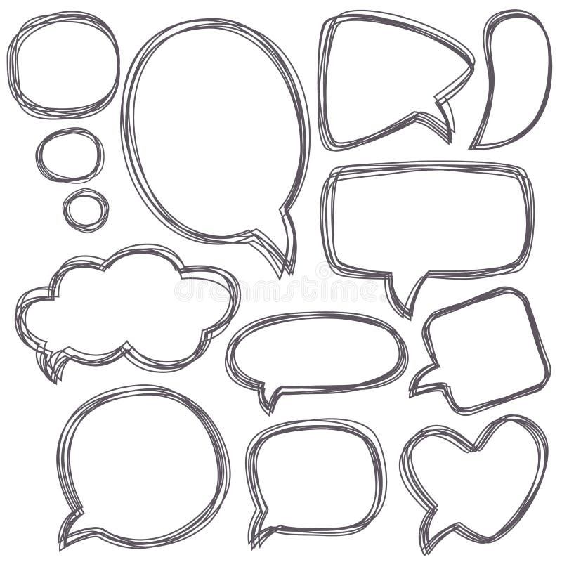 Doodle speech bubbles. Different sizes and forms. vector illustration
