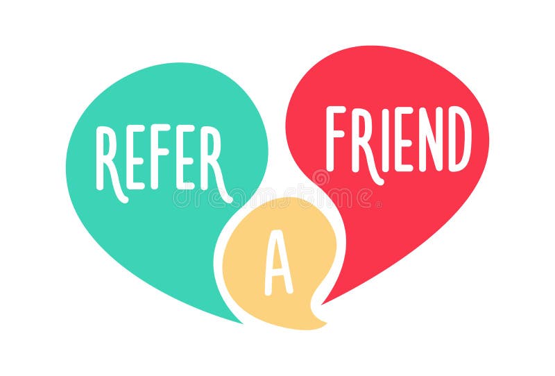 Doodle speech bubbles with Refer a Friend message. Vector hand drawn icon design royalty free illustration