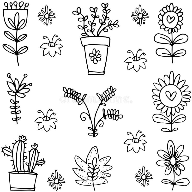 Doodle of Spring with Flower Style Stock Vector - Illustration of