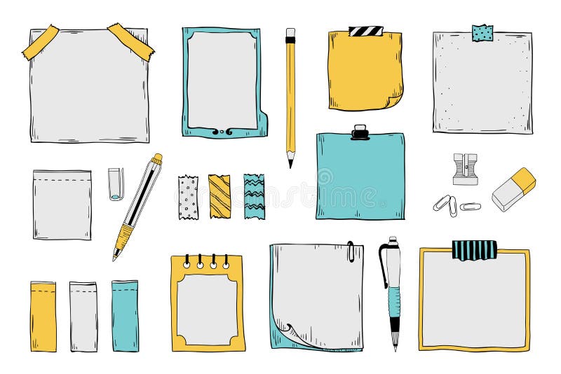 Doodle Sticky Notes Notepad Paper Sheets And Stickers With Pen Pencils And Pins Colored Graphic Set Vector Hand Draw Stock Vector Illustration Of Notes Draw Doodle Sticky Notes Notepad Paper Sheets And Stickers With Pen Pencils And Pins Colored Graphic Set Vector Hand Draw Stock Vector Illustration Of Notes Draw