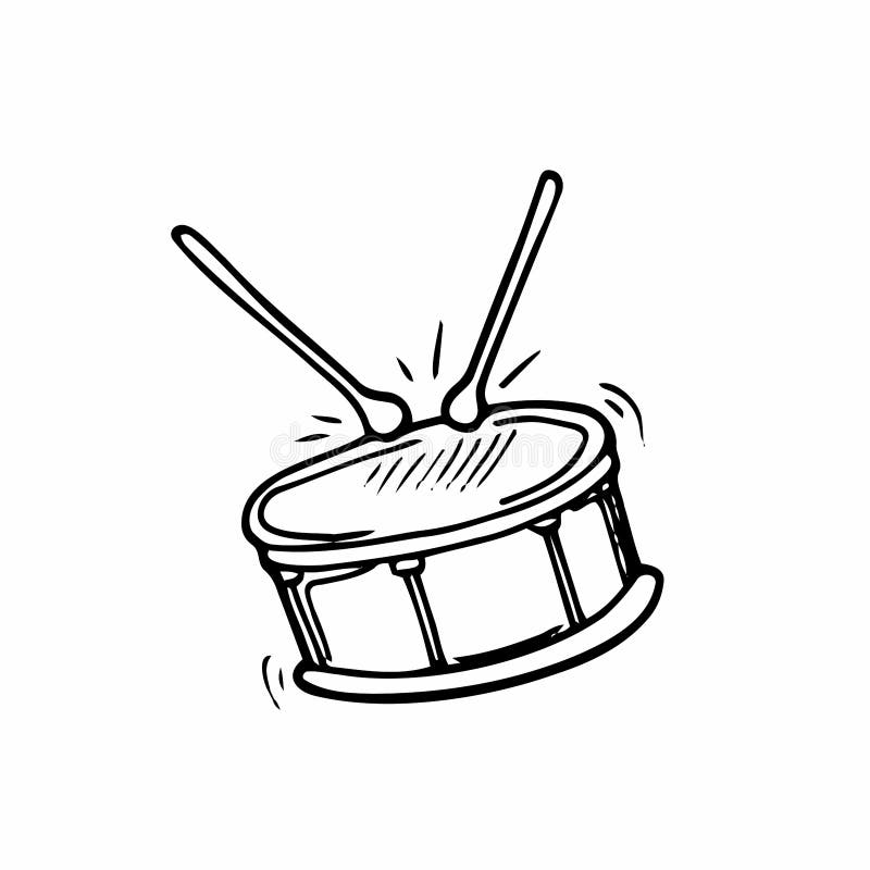 Doodle Style Drum Sketch in Vector Stock Vector Illustration of