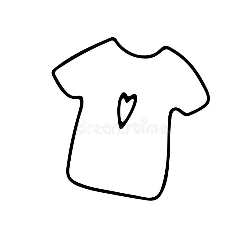 Doodle T-shirt with Heart Print Vector Kawaii Illustration Stock Vector ...
