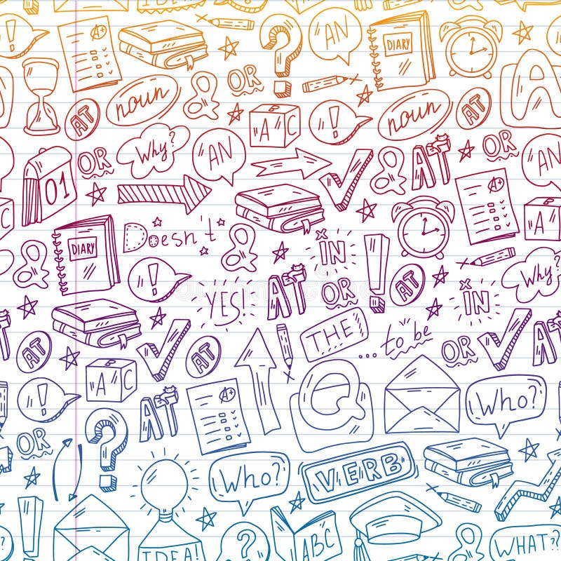 Doodle Vector Concept Illustration of Learning English Language ...