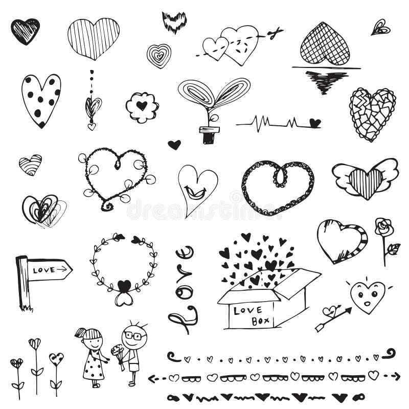 Doodle vector freehand drawing of love on white background