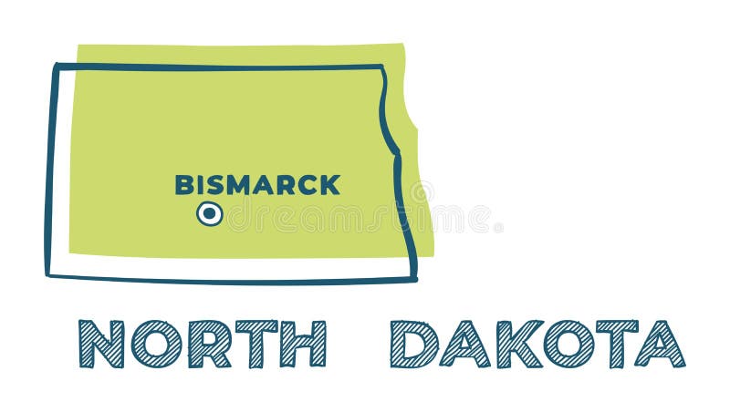 Doodle vector map of North Dakota state of USA royalty free illustration