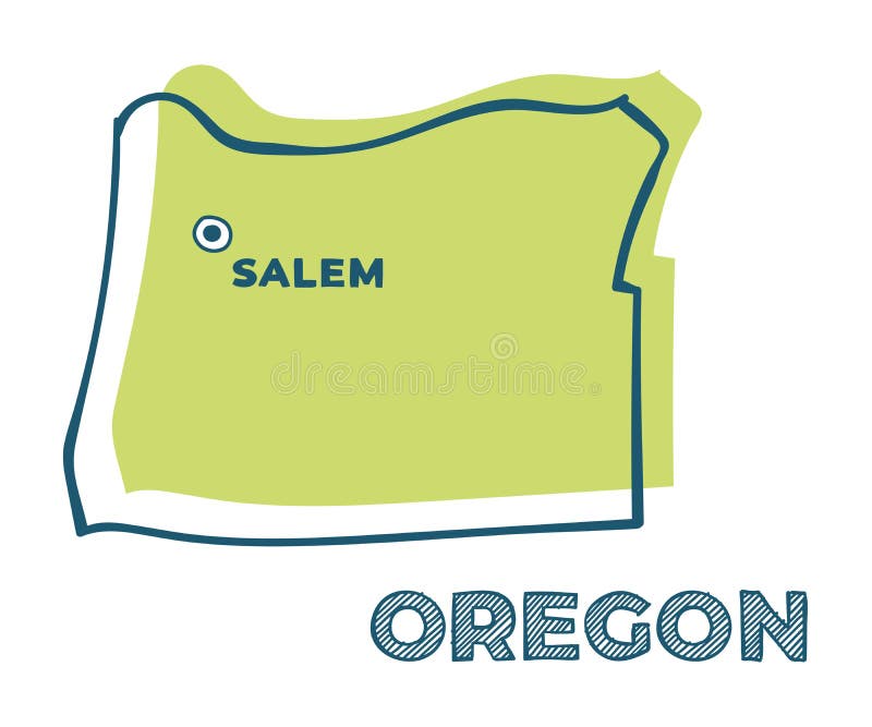 Doodle vector map of Oregon state of USA royalty free illustration